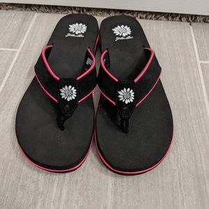 Pink and Black Yellow Box Flip Flops